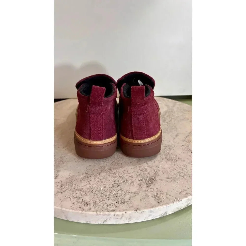 Toms Womens Berry red Round Toe Hi-Top Suede Paxton Leather Slip-on Shoes Size 8 - Picture 5 of 10